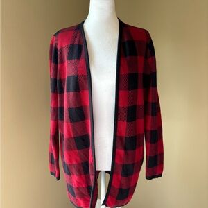 Croft & Barrow Red and Black Plaid Cardigan